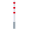 Barrier bollard | tubular steel  152 x 3.2 mm | removable | without lock | Total length in mm 2000 | hot-dip galvanized and white coated withthree red reflecting stripes